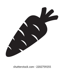 Carrot Icon, Vegetable in black silhouette vector icon