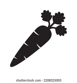 Carrot Icon, Vegetable in black silhouette vector icon