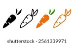 Carrot icon. Vegetable sign. Orange carrot with leaves illustration. Vitamin symbol. Root pictogram.