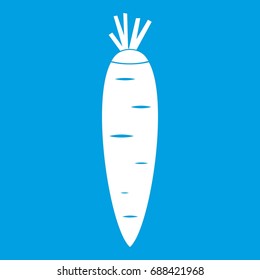 Carrot icon white isolated on blue background vector illustration