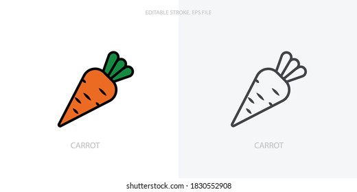 Carrot icon for your website, logo, app, UI, product print. Carrot concept flat Silhouette vector illustration icon. Editable stroke icons set 