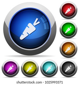 Carrot icons in round glossy buttons with steel frames