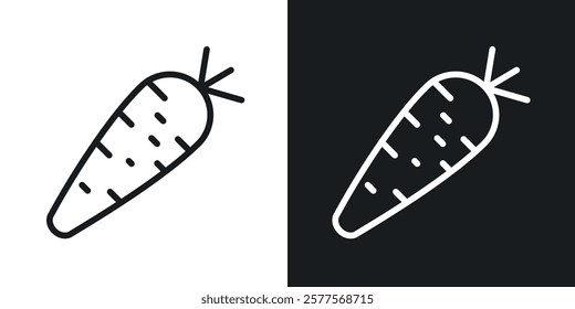 Carrot icons in thin black and white stroke liner style