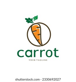 Carrot Illustration Creative Design Carrot Agricultural Product Logo Icon, Carrot Processing,vegan food, Farmers Market,Vector