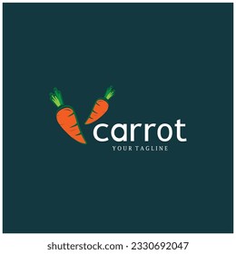 Carrot Illustration Creative Design Carrot Agricultural Product Logo Icon, Carrot Processing,vegan food, Farmers Market,Vector