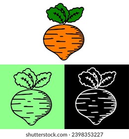 carrot illustration, hand drawn outline, this illustration can be used for icons, logos, and symbols, vector in flat design style