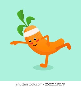 Carrot illustrations doing yoga or pilates, perfect to sticker, clipart 