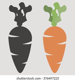 Carrot isolated black and color icons vector silhouette