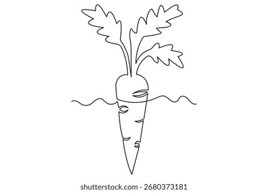 Carrot isolated continuous one line drawing clean minimalist outline design