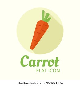 Carrot isolated vector flat style round icon with long shadow