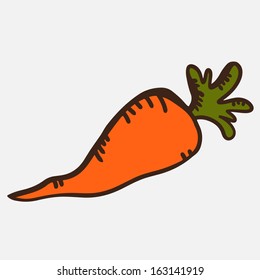 Carrot isolated.Simple sketch icon.Doodle,cartoon drawing illustration.Vegetable.Food.White background.Vintage.Retro style - vector