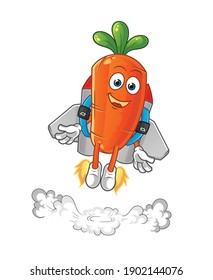 carrot with jetpack mascot. cartoon vector