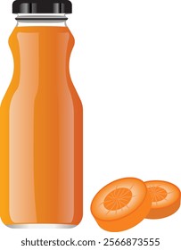 Carrot juice bottle, Freshly Squeezed Raw Carrot Juice.