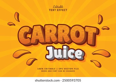 Estilo editable del efecto 3d del texto del zumo de zanahoria, traje para el logotipo de la comida y de la bebida o marca del negocio