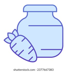 Carrot juice gradient line icon. Glass can bank and carrot vegetable outline style pictogram on white background. Children bio food signs for mobile concept and web design. Vector graphics