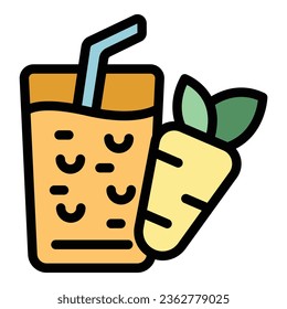 Carrot juice icon outline vector. Info counter. Care calorie color flat