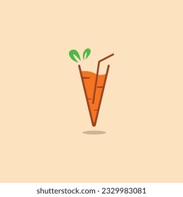 Carrot Juice Logo With Unique Glass Shape