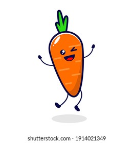 Carrot Jump Cute Character Illustration