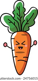 Carrot with kawaii eyes. Flat design vector illustration of a carrot
on white background.