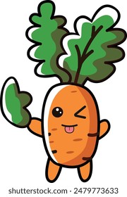 Carrot with kawaii eyes. Flat design vector illustration of a carrot
on white background.