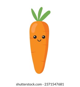 Carrot with kawaii eyes isolated on white background. Vector illustration