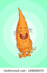 
Carrot laughs on turquoise background