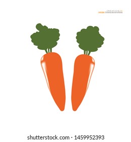 Carrot with leaf on white background.Vector illustration.
