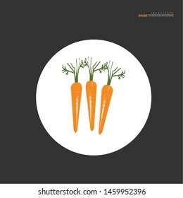 Carrot with leaf on white background.Vector illustration.
