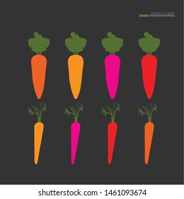 Carrot with leaf on white background.Vector illustration.