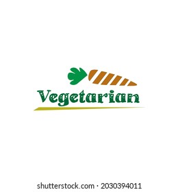zanahoria con hoja para cocina sencilla plana minimalista saludable comida vegetariana diseño del logo del restaurante vectorial