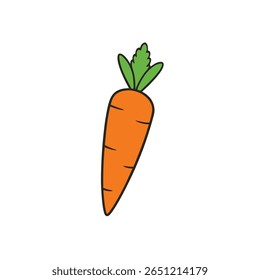 Cenoura com folhas verdes desenhos animados estilo vegetal ilustração Vetor