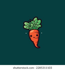 carrot with leaves simple logo