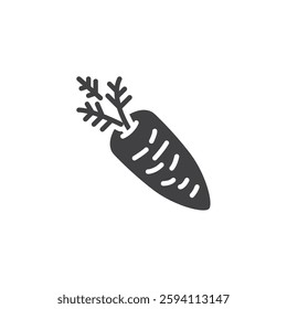 Carrot with leaves vector icon. filled flat sign for mobile concept and web design. Carrot with root glyph icon. Symbol, logo illustration. Vector graphics