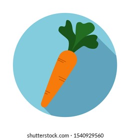 Carrot with leaves vector icon. Round logo, flat design
