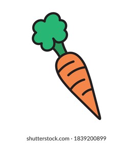 carrot line and fill style icon design, Vegetable organic food healthy fresh natural and market theme Vector illustration