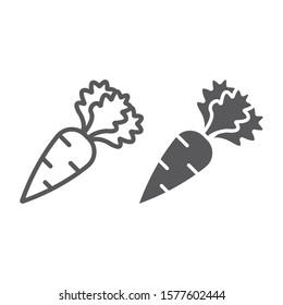 Carrot line and glyph icon, fruits and vegetables, veggie plant sign, vector graphics, a linear pattern on a white background, eps 10.