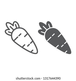 Carrot line and glyph icon, vitamin and food, vegetable sign, vector graphics, a linear pattern on a white background, eps 10.