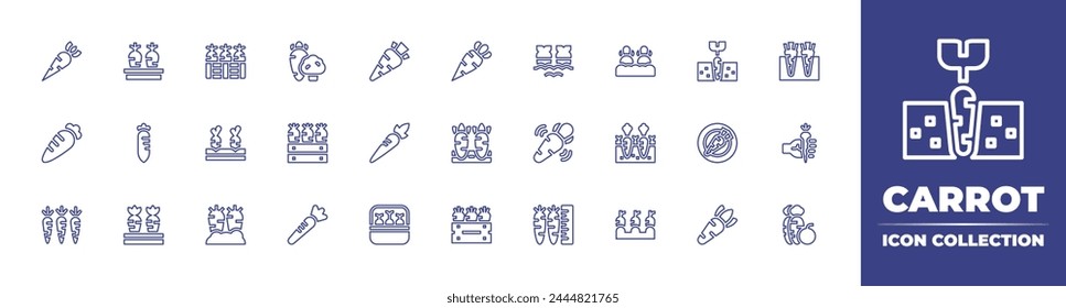 Carrot line icon collection. Editable stroke. Vector illustration. Containing carrot, carrots, vegetable, gardening, agriculture.