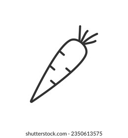 Carrot line icon with editable stroke. Outline vegetable symbol. Vector illustration isolated on white background.