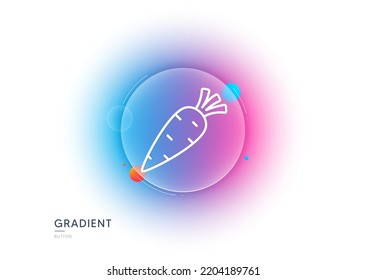 Carrot line icon. Gradient blur button with glassmorphism. Vegetable food sign. Diet nutrition symbol. Transparent glass design. Carrot line icon. Vector