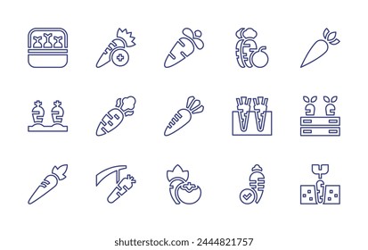 Carrot line icon set. Editable stroke. Vector illustration. Containing carrot, carrot and stick, carrots.