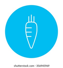 Carrot line icon for web, mobile and infographics. Vector white icon on the light blue circle isolated on white background.