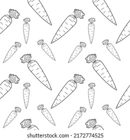 Carrot linear seamless pattern in vector. Vegetable pattern consisting of a carrot linear with a white background. Vector illustration.