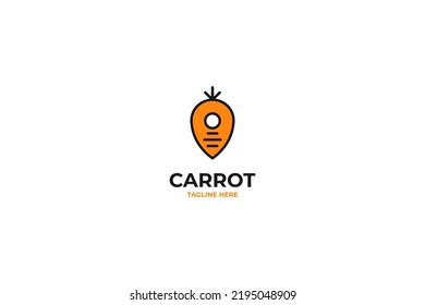 Carrot location pin logo design vector illustration idea
