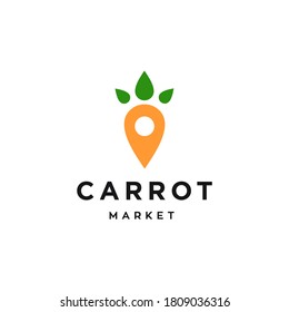 carrot location pin logo icon design in trendy simple style vector , vegetables market logo design