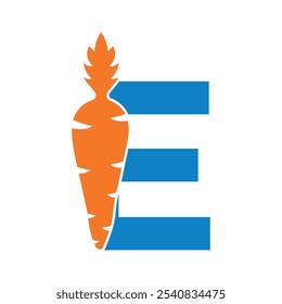  Carrot Logo combine with letter E vector template