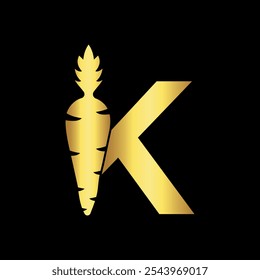 Carrot Logo combine with letter K vector template