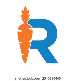  Logotipo de zanahoria combinado con la letra R Vector Plantilla