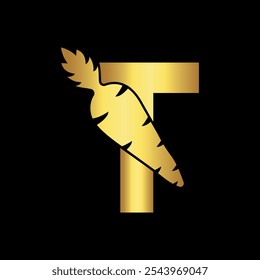Carrot Logo combine with letter T vector template