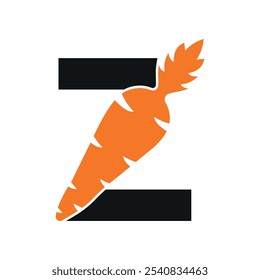  Logotipo de zanahoria combinado con la letra Z Plantilla de Vector